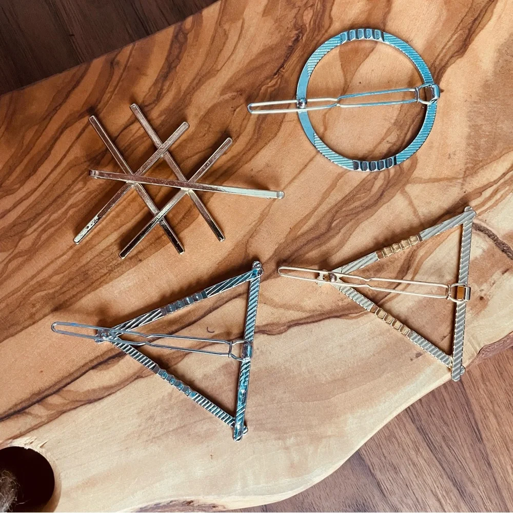 Chic Geometric Hair Clips in Gold and Silver